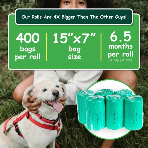Vista 4 de Bolsas de basura para mascotas Tie-Handle – 6 rollos de 400 unidades (2400 unidades) bolsas perfumadas de limón de 7 x 15 pulgadas con asas