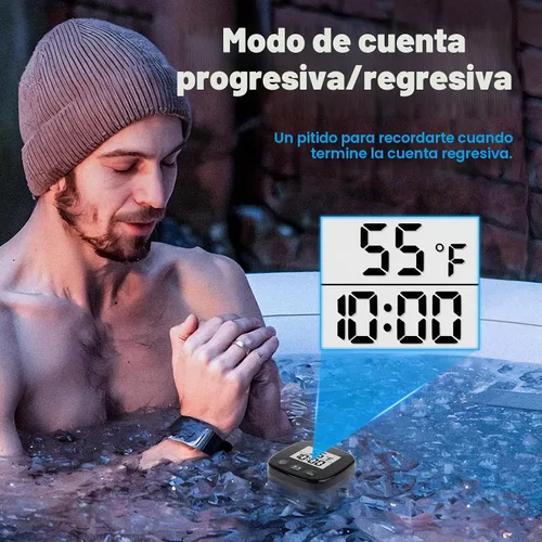 Vista 3 de Termómetro de baño de hielo - Medidor de temperatura de agua flotante con temporizador
