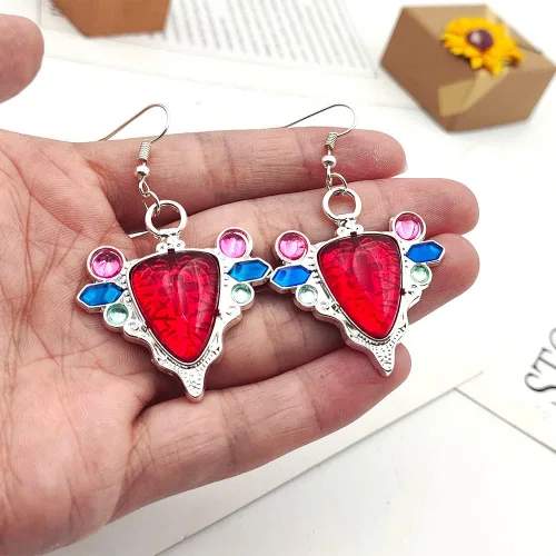 Vista 3 de JJBA JoJo Kakyoin - Aretes colgantes de cerezo con diseño de anime, regalo para mujer