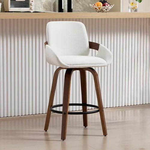 Vista 18 de VipDesk - Taburetes de bar giratorios, taburetes de bar de 26" de altura de mostrador con respaldo y brazos, sillas de bar tapizadas modernas