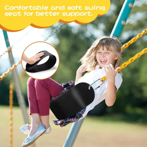 Vista 7 de Asiento de repuesto de asiento de columpio suave de EVA con 2 hebillas de bloqueo, soporta 300 libras, accesorios TreeSwing con ganchos a presión