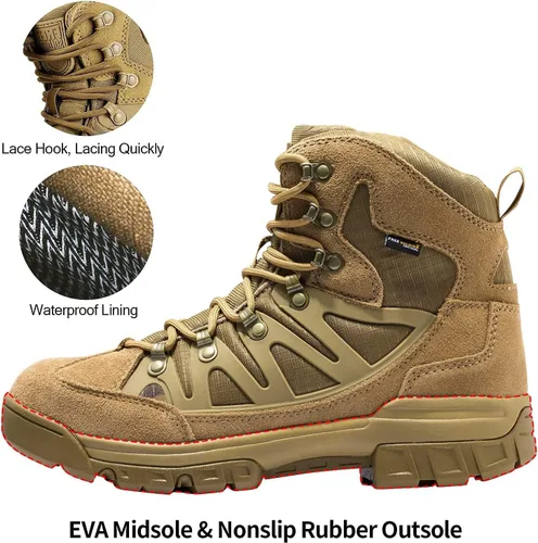 Vista 4 de FREE SOLDIER Men's Waterproof Military Work Boots Tactical Hiking Boots Combat Boots