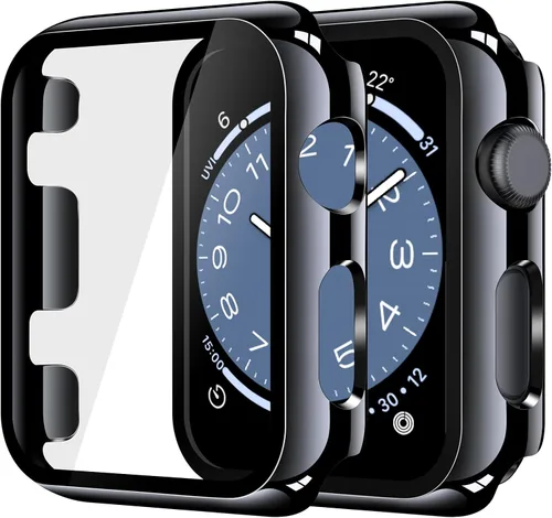 Vista 60 de Misxi Juego de 2 Fundas de Vidrio Templado Compatibles con Apple Watch Series 3 y Series 2 de 1.496 Pulgadas, Protector de Pantalla de Policarbonato