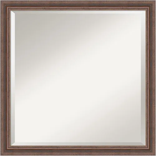 Vista 28 de Amanti Art Espejo de pared marrón de 26 x 22 pulgadas, espejo rectangular de baño de Alejandría marrón rústico para decoración de pared, sala