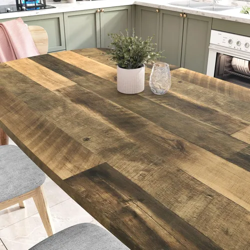 Vista 2 de Papel tapiz autoadhesivo de textura de madera rústica de vinilo marrón, impermeable, para encimera, cocina, gabinetes, envolturas, de 12 x 80