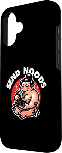 Vista 2 de iPhone 16 Funny Send Noods Sumotori Eating Noodle Japan Sumo Case