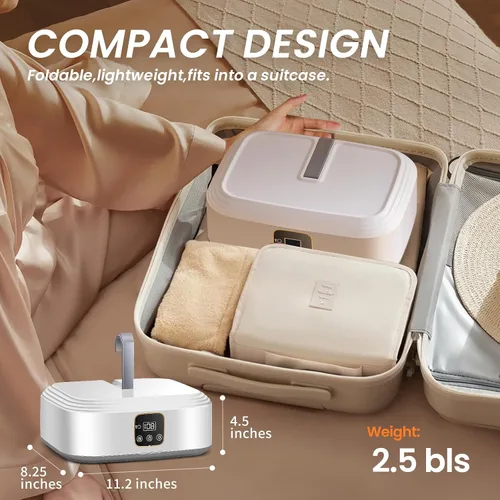 Vista 3 de Secadora de ropa portátil, mini secadora para lavandería, pequeña secadora eléctrica compacta plegable para viajes, RV, hogar y apartamento
