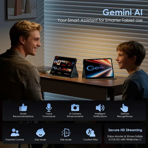 Vista 7 de Tableta 2026 con Android 15 de 10 pulgadas con teclado de 30 GB de RAM + 128 GB de ROM (expansión de 1 TB), pantalla IPS, procesador octa-core