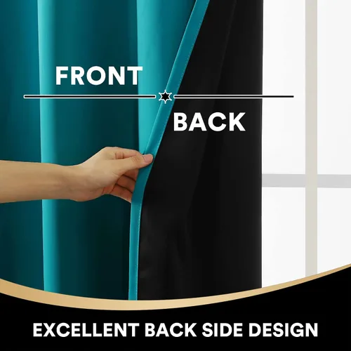 Vista 6 de PrinceDeco Cortinas 100% opacas de 54 pulgadas de largo, completamente opacas, tratamiento de ventanas, cortinas forradas con aislamiento térmico