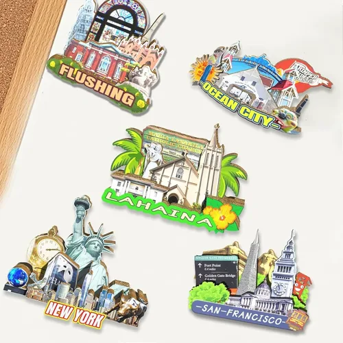 Vista 4 de USA Lahaina - Imán de nevera con imán de madera 3D, monumentos de viaje, decoración coleccionable hecha a mano