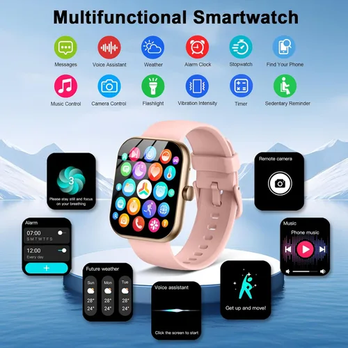 Vista 6 de Reloj inteligente (respuesta/hacer llamada), reloj inteligente de 1.96 pulgadas para hombres y mujeres, nuevo reloj de fitness 2025 con más de 110