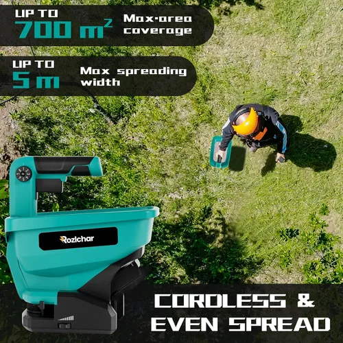 Vista 2 de Rozlchar Esparcidor de energía compatible con batería Makita de 18 V, esparcidor de semillas para todo el año, cubre hasta 5,000 pies cuadrados