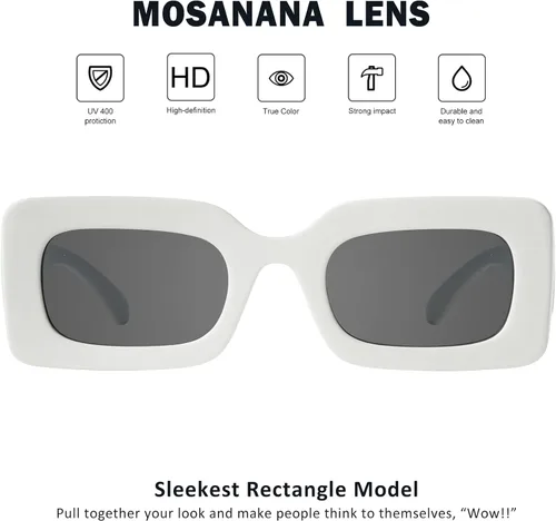 Vista 4 de mosanana Gafas de sol rectangulares de moda para mujeres y hombres, modelo Trimble