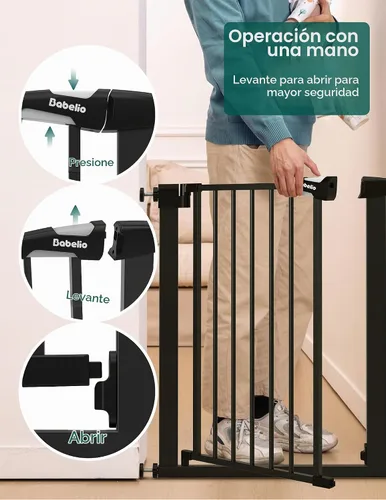 Vista 4 de BABELIO Puerta estrecha para bebé de 26 a 28.5 pulgadas, fácil de instalar, puerta para mascotas de cierre automático para escaleras y puertas Negro