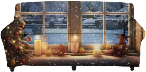 Vista 15 de Horeset Snowy Tree - Funda de sofá para 2 cojines, decoración del hogar, funda protectora de muebles para perro, impermeable y lavable Árbol nevado