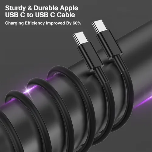 Vista 4 de Cargador de coche para iPhone 17 16 15 de carga rápida, cargador de coche USB C de doble puerto de 40 W con 2 cables USB C de 3 pies, adaptador