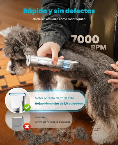 Vista 7 de oneisall Kit de aseo para perros 4 en 1 con pantalla LCD, cortadora de pelo para perros con amoladora de uñas para patas, recargable, inalámbrico