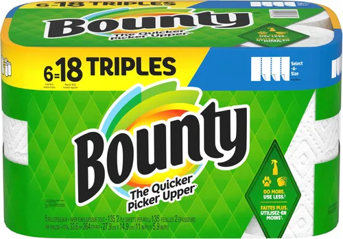 Vista 20 de Bounty Select-a-Size - Toallas de papel, color blanco, 12 rollos (paquete de 1)
