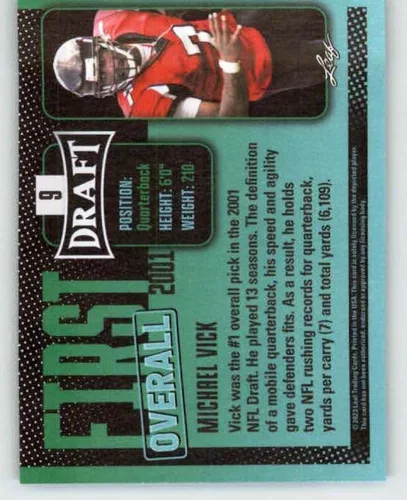 Vista 2 de 2023 Leaf Draft #9 Michael Vick Football Trading Card