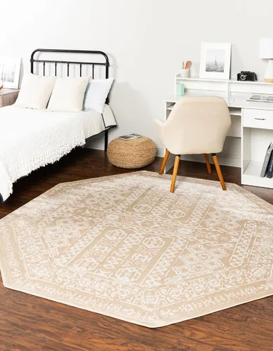 Vista 9 de Unique Loom Oxford Collection - Alfombra rectangular de 2 x 3 pies 1 pulgada, color beige y marfil