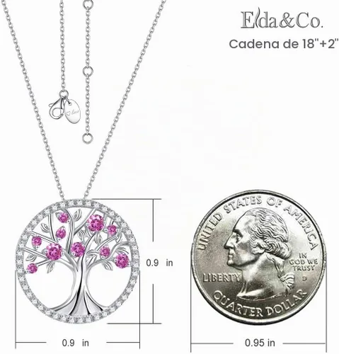 Vista 6 de Collar de árbol de la vida para mujer, collar de perlas esmeralda piedras natales de mayo, junio, para esposa, mamá, regalos de cumpleaños