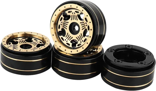 Vista 4 de Llantas de rueda de latón Beadlock 1.0 de 4 piezas para TRX4M SCX24 FCX24 1/24 1/18 RC Crawler, 42g/pieza (forma de estrella)