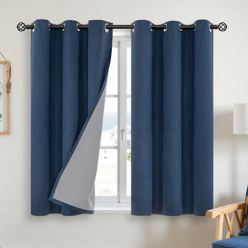 Vista 17 de YoungsTex - Cortinas opacas de lino para dormitorio, oscurecimiento de la habitación, cortinas con textura de lino, paneles con aislamiento térmico