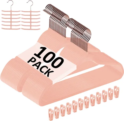 Vista 29 de VECELO Perchas de Terciopelo Premium para Ropa de Servicio Pesado (Paquete de 25) - Antideslizantes y que Ahorran Espacio con 6 Clips para Dedos