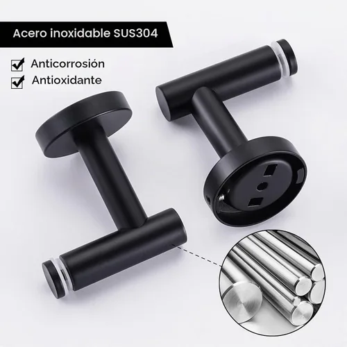 Vista 6 de KES - Estante de cristal de baño con vidrio templado de 0.315 in de grosor, negro mate