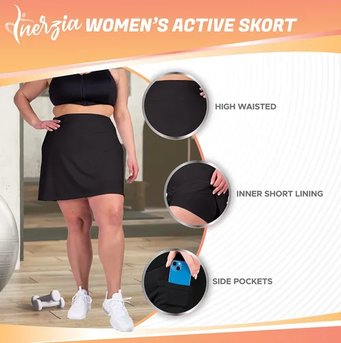 Vista 3 de Inerzia Paquete de 2 faldas pantalón de talla grande para mujer, falda pantalón activa de cintura alta, faldas de golf y tenis para mujer