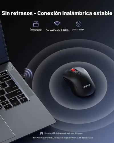 Vista 2 de wegear Ratón inalámbrico USB para computadora portátil, Mac, ratón Negro