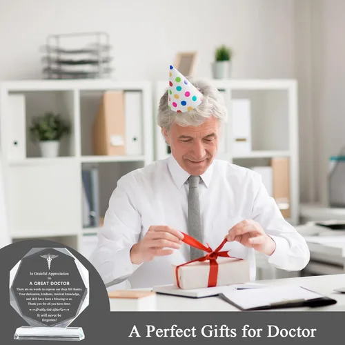 Vista 6 de Regalos de médico Movdyka para hombres y mujeres, recuerdos de vidrio, regalos apreciados para médicos grabados con láser, los mejores regalos