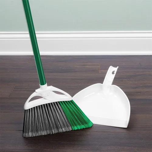 Vista 3 de Libman Commercial 206 - Escoba angular de precisión con bandeja para el polvo, mango de acero, 11 pulgadas de ancho, verde y blanco (paquete de 4)
