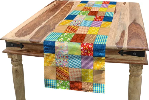 Vista 29 de Lunarable Camino de mesa tropical y manteles individuales, acuarela tucán loro flamenco piñas y flores silvestres sobre rombo, juego para decoración