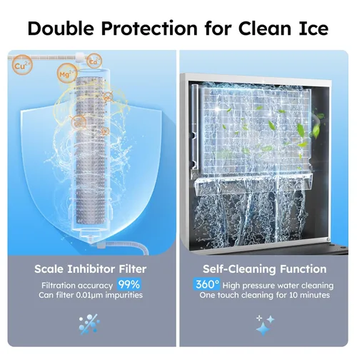 Vista 3 de Máquina comercial para hacer hielo de 550 libras/24 horas, almacenamiento de 400 libras, listo para hielo en 5-15 minutos, con modo de autolimpieza