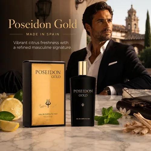 Vista 3 de Instituto Español Poseidon Gold Eau de Toilette para hombre, fragancia sofisticada y armoniosa, botella de spray de 5.1 fl oz (5.1 fl oz), fabricado