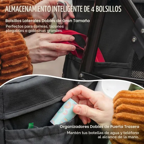 Vista 8 de CANINE CANYON Scout - Cochecito para mascotas, diseño de 4 ruedas para perros pequeños/medianos, plegable con un botón, ventanas y persianas de Negro