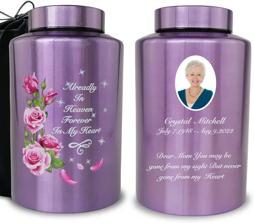 Vista 8 de Urnas de Cremación Personalizadas hasta 100 kg Urnas Grandes con Grabado para Cenizas de Adultos, Hombres y Mujeres, Urnas Decorativas