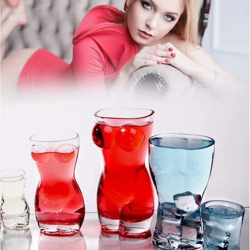 Vista 3 de LIANGLIDE Vaso de cerveza sexy para hombre, tazas de cerveza para congelador, tazas de vidrio transparente sexy Naked Miss & Muscle Man, creativas