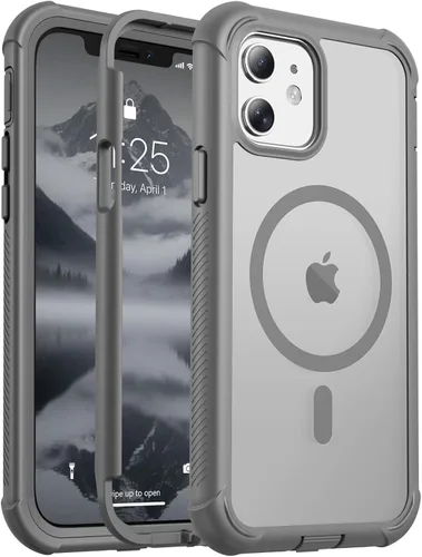 Vista 165 de jaroco - Funda magnética compatible con MagSafe para iPhone 11 de 6.1 pulgadas; protección de grado militar contra caídas, de doble capa