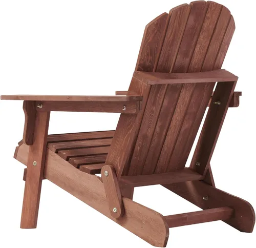 Vista 4 de Oversize Wooden Outdoor Folding Adirondack Chair – Pre-Assembled BackRest & SeatBoard for Garden, Backyard, Porch, Pool, Deck, Firepit – Sturdy Brown