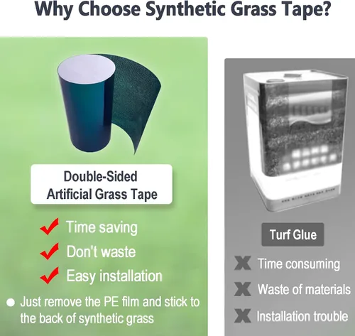 Vista 4 de Cinta autoadhesiva de césped artificial, cinta de costura para alfombra, cinta para conectar césped artificial (6 pulgadas x 16.4 pies (doble cara))