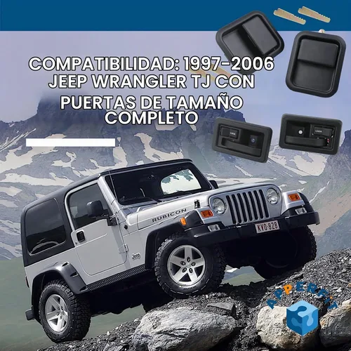 Vista 5 de APPERFiT Manijas de Puerta Exterior e Interior con Retenedores Compatibles con Jeep Wrangler YJ TJ 1991-2002 con Puertas Completas Reemplaza