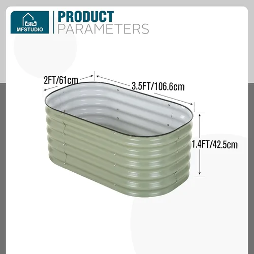 Vista 6 de MFSTUDIO Kit de cama de jardín elevada galvanizada para exteriores, macetas elevadas ovaladas de 17 pulgadas de alto, maceta de metal para verduras