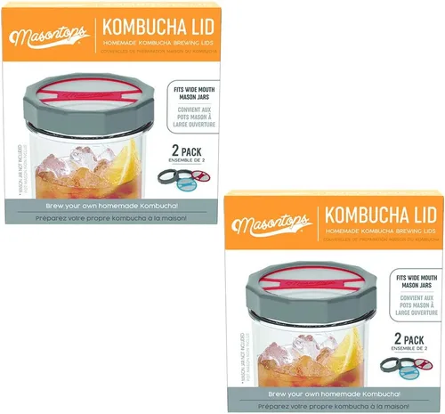 Vista 8 de Masontops Tapa de Kombucha – Suministros para tarros de masón de elaboración de cerveza casera – Kit de inicio para hacer kombucha orgánico vivo