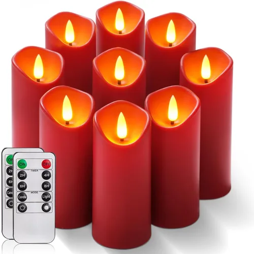 Vista 9 de Homemory Velas Decorativas Sin Llama, Velas a Batería con Control Remoto y Temporizador, Velas LED de Pilar Parpadeantes, Plexiglás, Gris, Paquete