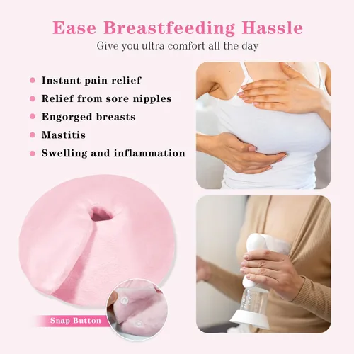 Vista 5 de Paquetes de terapia de senos, paquete de 2 paquetes reutilizables de gel frío caliente para aliviar el dolor de pezones, mastitis, congestión, apoyo