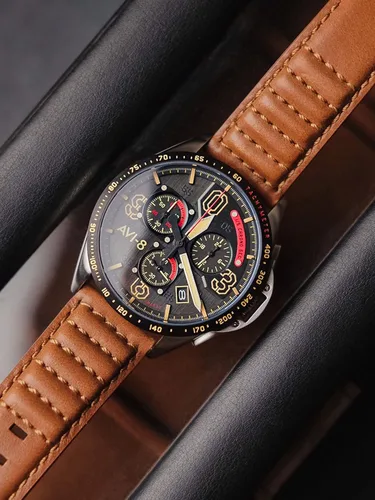 Vista 5 de AVI-8 P-51 Mustang Blakeslee Chrono Negro Marrón