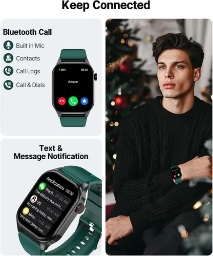 Vista 2 de SOUYIE Reloj inteligente con tema navideño 2025 para hombres y mujeres, Android iPhone, con llamada Bluetooth (respuesta/hacer llamada), rastreador