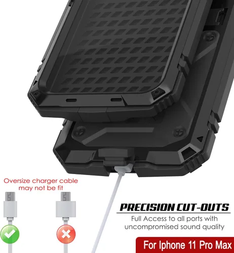 Vista 7 de PunkCase Funda de metal para iPhone 11 Pro Max [Serie 2.0] Funda de armadura resistente Diseño de cuerpo completo de aluminio y TPU con protector